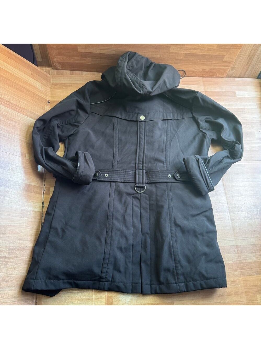 Neyelle black utility rain jacket, black, size large, hooded - Picture 8 of 15